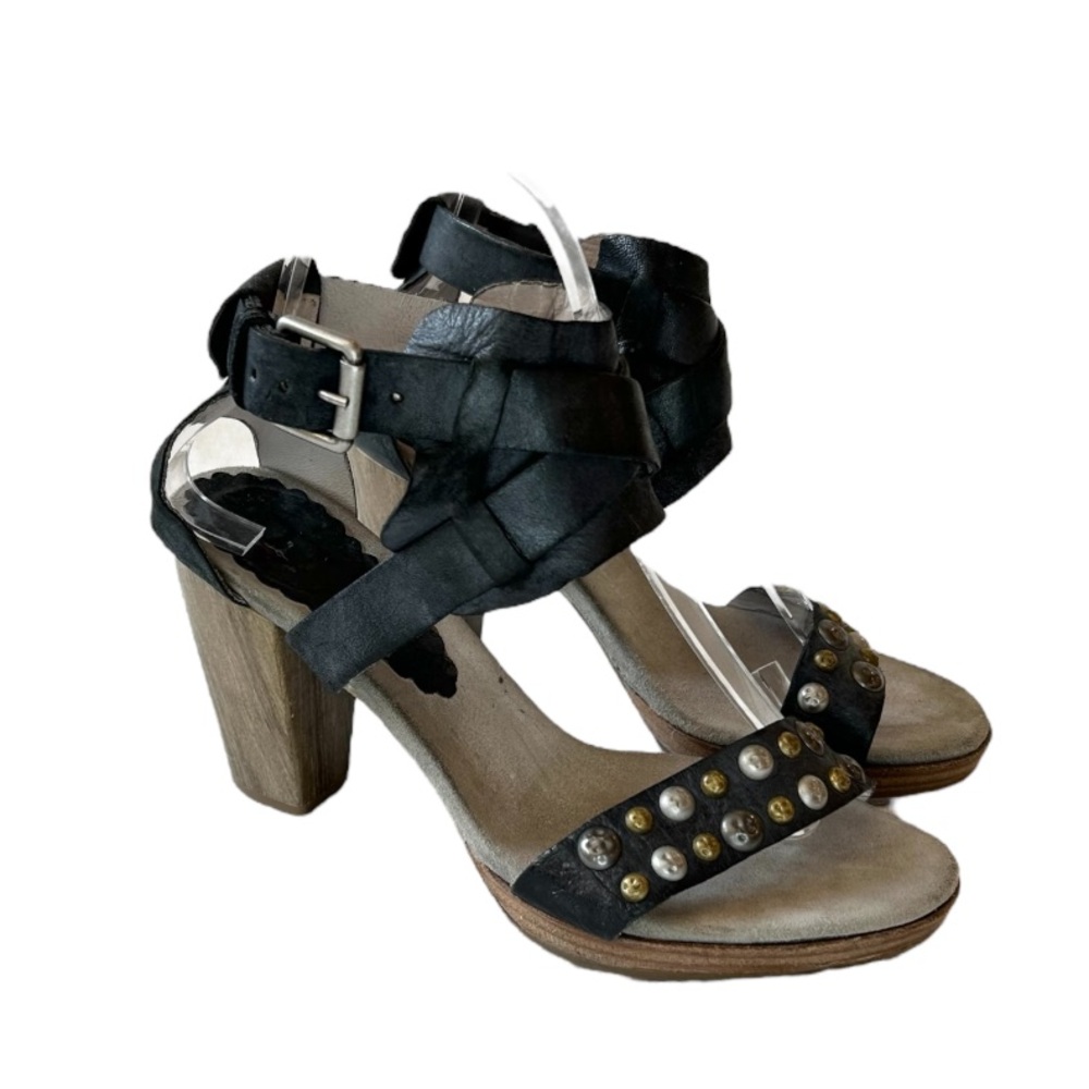 MJUS Studded Black Sandals Heels